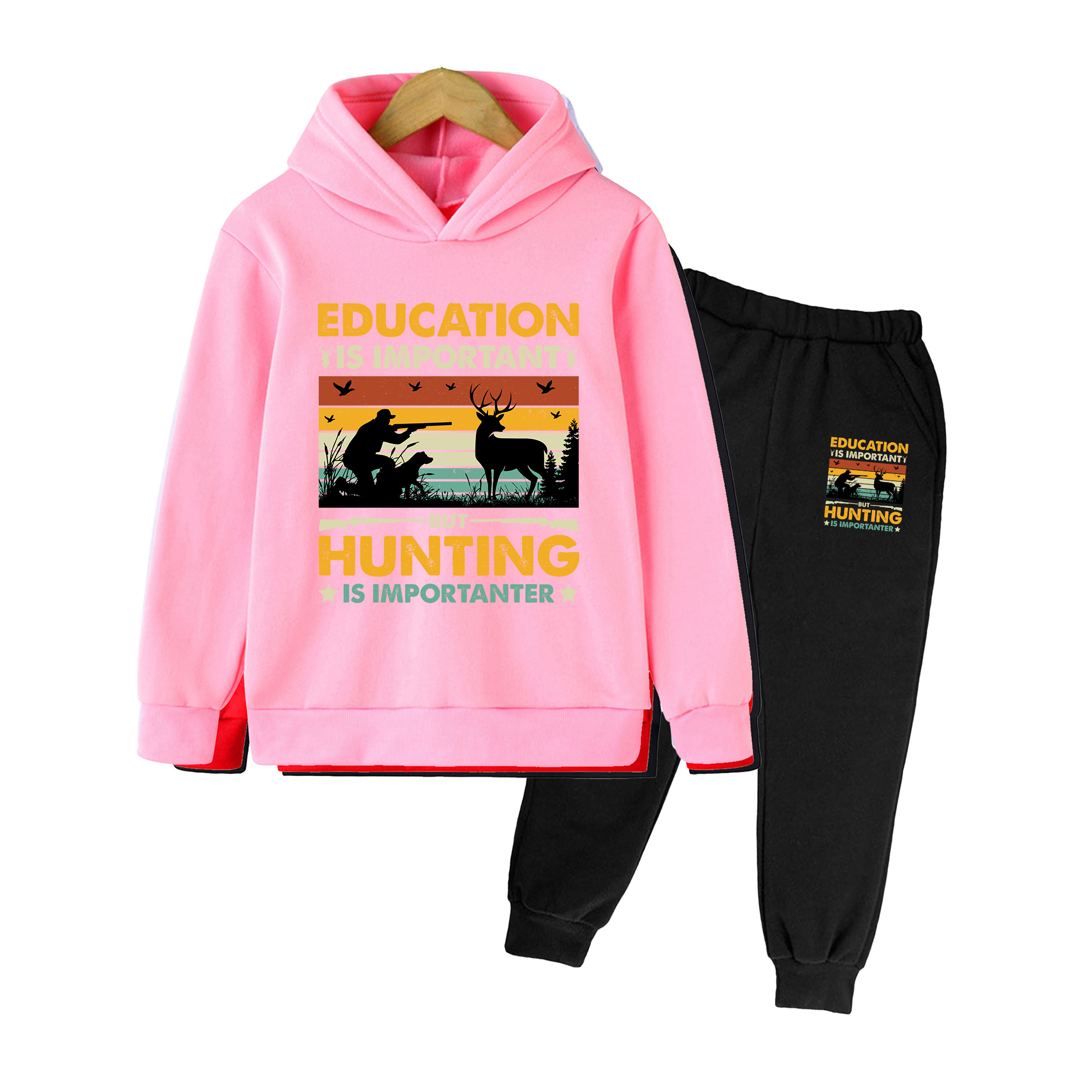 Hunting Outdoor Boys - 키즈 후디 & 스웨트팬츠 세트, 빈티지